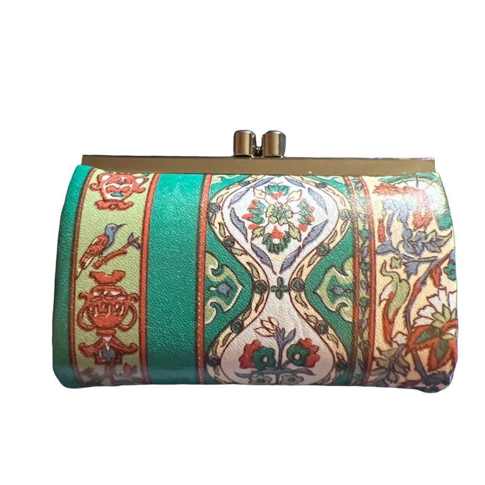 🪩4/$20!! Bohemian Multicolor Kisslock Clutch Coin Purse Wallet Vintage
